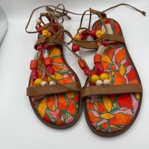 ANTONIO MELANI Loola‎ Beaded Ankle Wrap Sandals Women’s Size 8 NWT